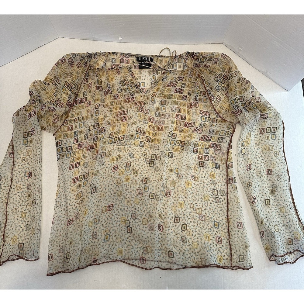 111 State Silk Camisole 100% Silk Long Sleeve Vintage Y2K  Tan Women's Size 10